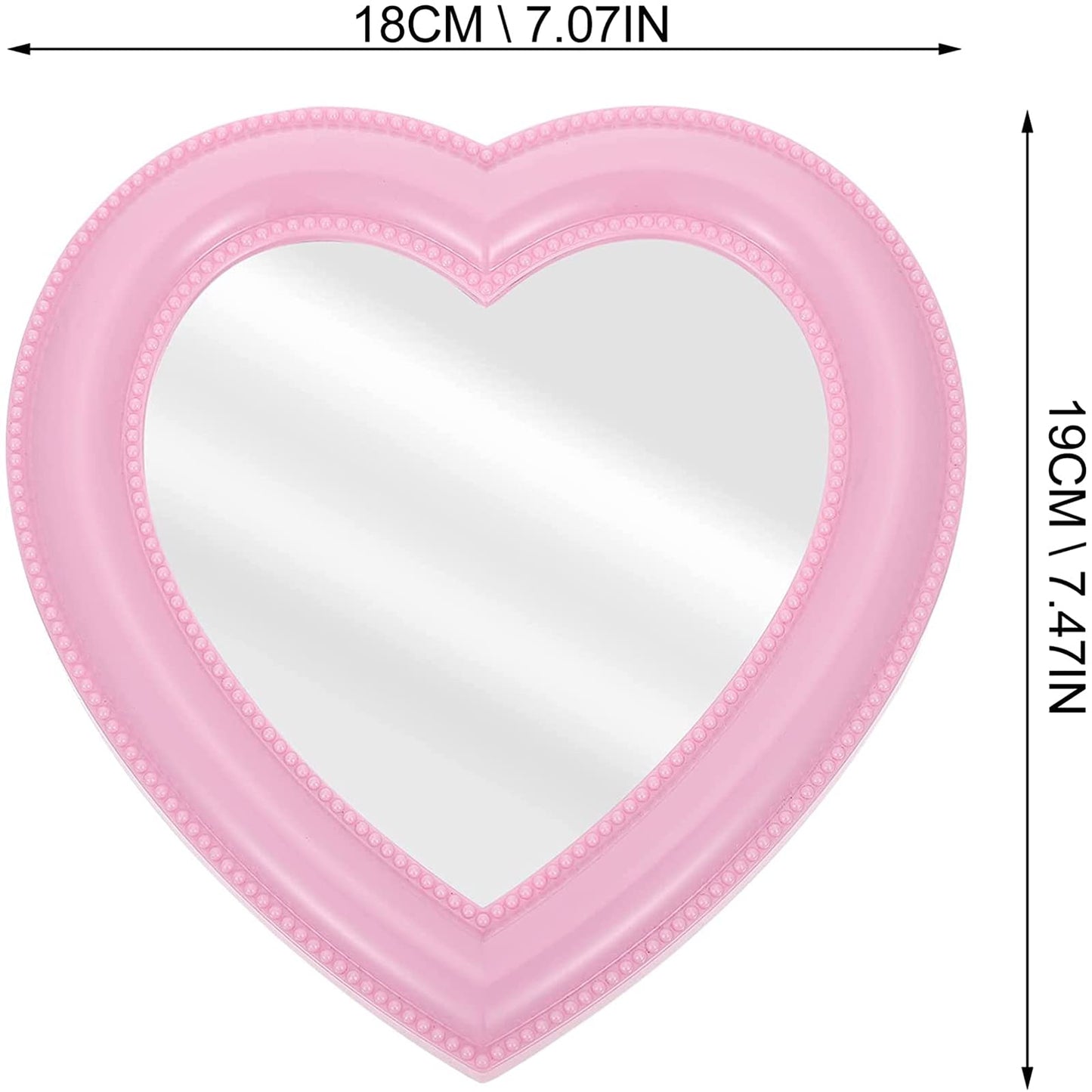 BinaryABC Heart Makeup Mirror - Cosmetic Mirror for Wall or Desktop - Small Mirror for Bedroom - Light Pink