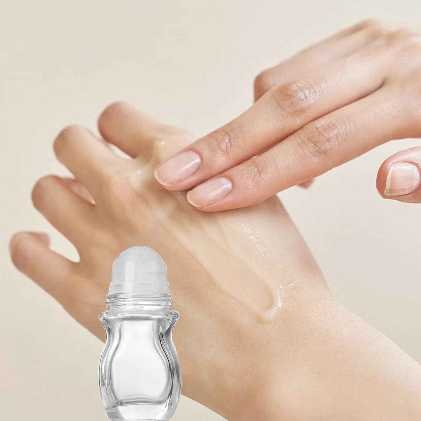 PYAWI 4 PCS 30ml Deodorant Glass Roller Bottles - 1oz Essential Oil With Plastic Ball Black Cap - Empty Refillable Massage Roll On Containers