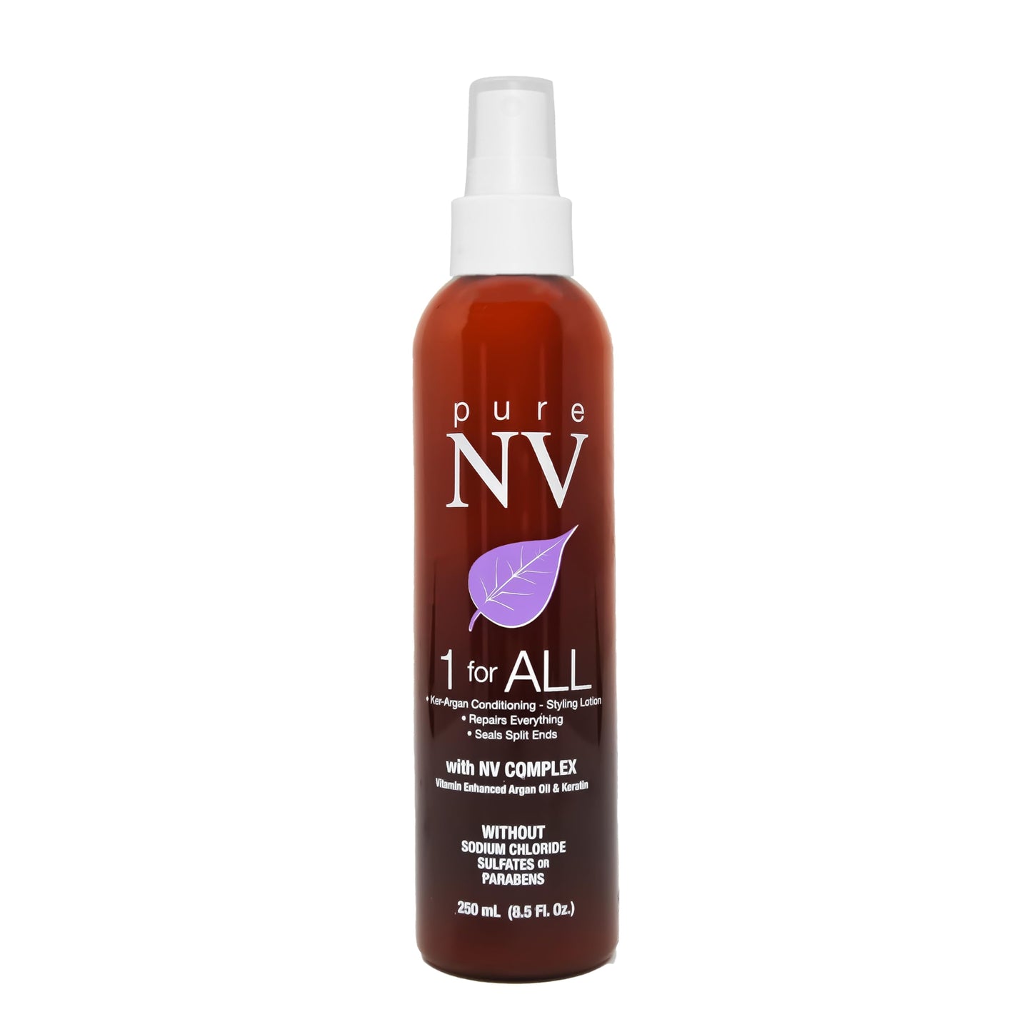 Pure NV 1 For ALL Weightless Leave In Conditioner Detangle & Eliminate Frizz, Botanically Based, Keratin, Collagen & Argan Oil Infused (8.5 Oz)