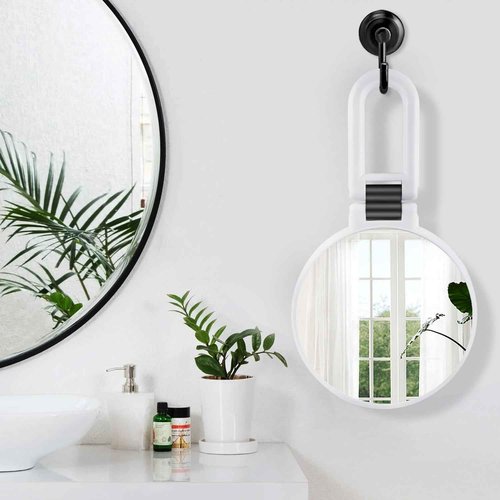 ALHAKIN 30X Magnifying Mirror, Travel Hand Mirrors with Handle, Double Sided Handheld Mirror with 30X/1X Magnification & Foldable Handle, Portable Small Makeup Mirror for Desk, White