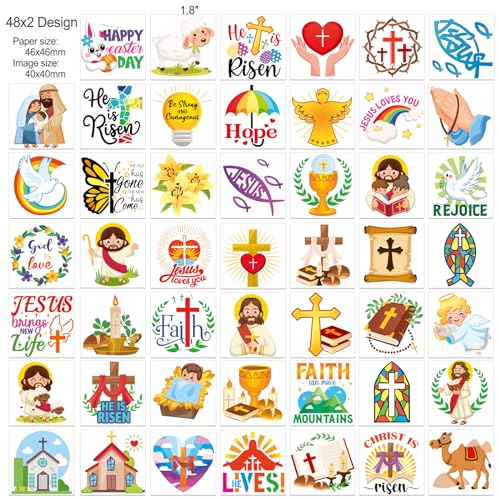 96pc Easter Temporary Tattoos for Kids | Jesus & Cross Designs