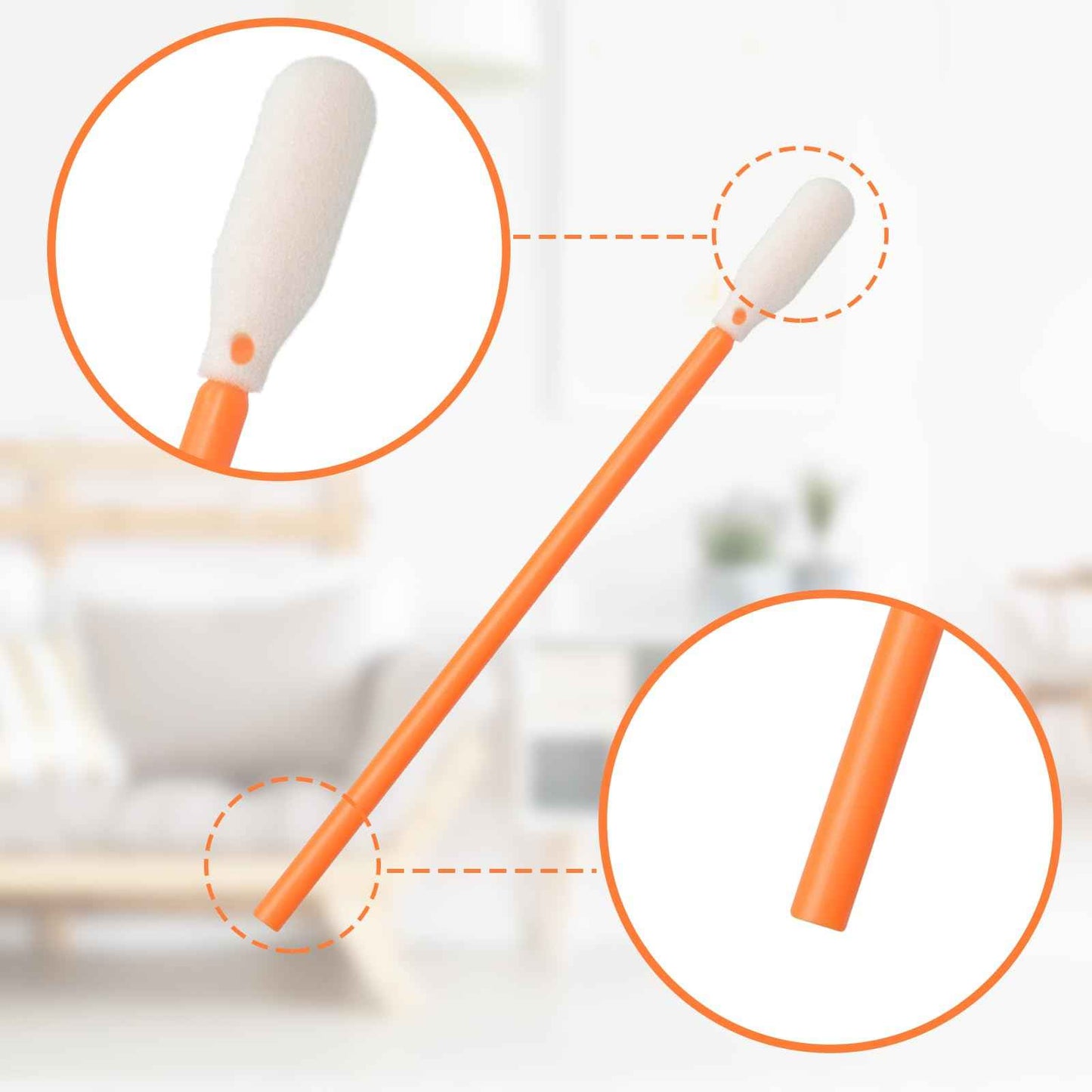 Wellgler's 3.65'' Foam Cleaning Swabs,Multi-Purpose Detailing Foam Tip Swabs, for Electronics,Gun,Car Vent,Printer,Sewing Machine. KM722 (Orange 200PCS)