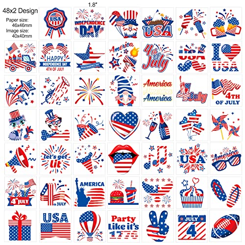 HOWAF 4th of July Temporary Tattoos, 96-Piece Patriotic Tattoo Stickers