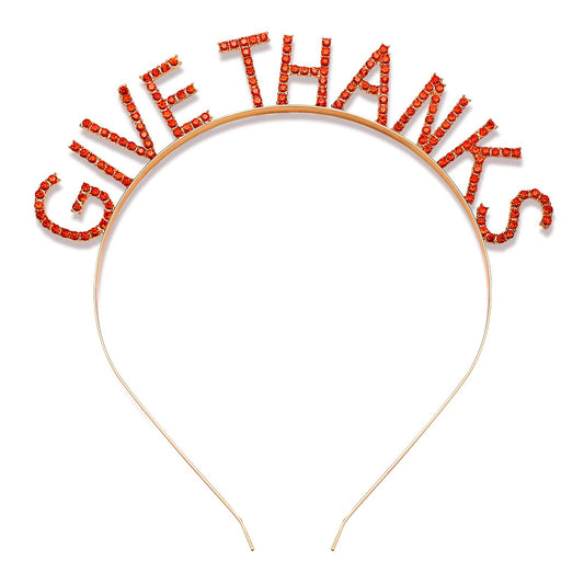 NVENF Thanksgiving Fall Headbands for Women Rhinestone Letter ‘GIVE THANKS’ ‘HAPPY FALL’ Hair Hoop Autumn Fall Accessories