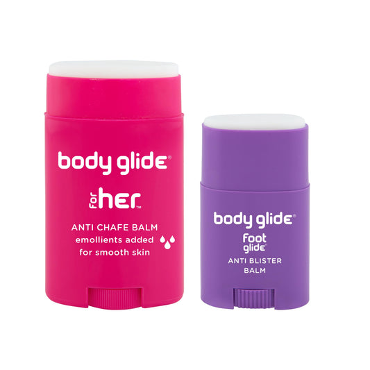 Body Glide For Her & Foot Glide Gift Set | Complete Skin Protection for Sports, Play & Everyday | 1.5oz For Her Anti Chafing Stick & 0.8oz Foot Glide Blister Prevention Stick