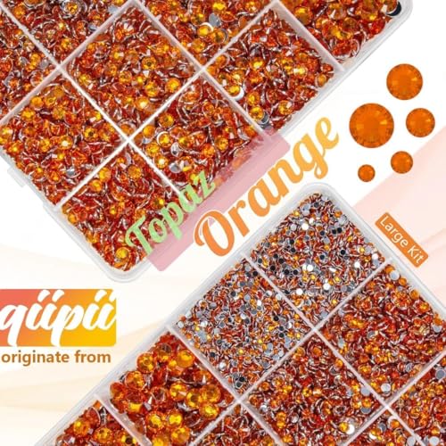 Orange Red Crystal Rhinestones 2mm-6mm with B7000 Glue Bedazzler Kit
