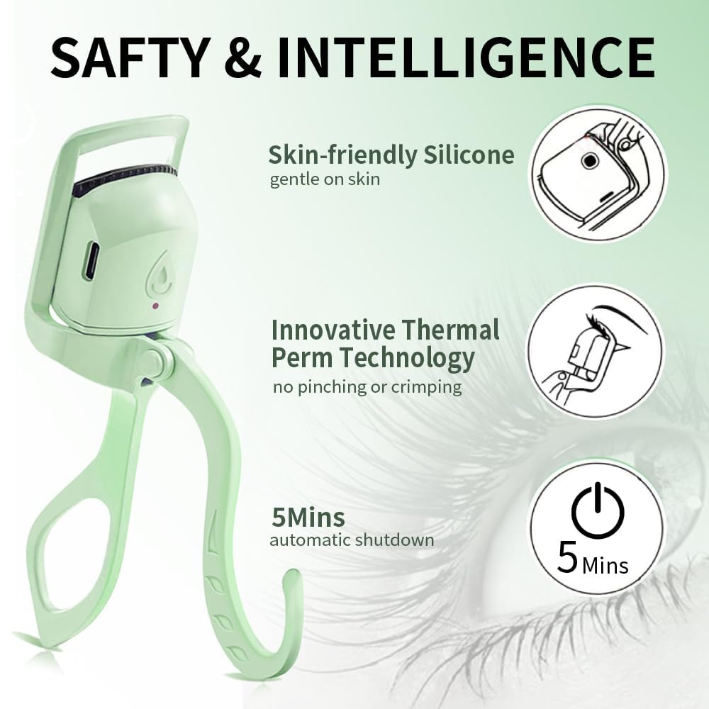 Heated Eyelash Curlers - Fast Heat up Within 5s - 24 Hours Long Lasting - Rechargeable Electric Eyelash Curler - Temperature Control - Safe Anti-Burn Lash Curler - Quick Natural Curling Eye Lashes