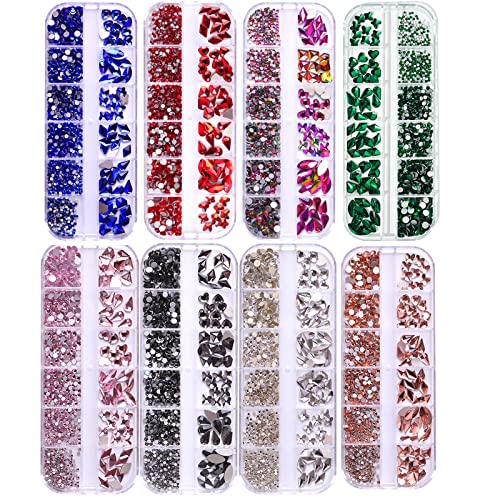 BELICEY Red Nail Rhinestones Kit 810PCS Multi-Shape Rhinestones for Nail Hearts Butterfly Charm Nail Dimond Gems Stone for Nail Art Jewels DIY Crafts Clothing