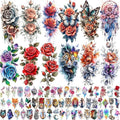 SHELYEXIEN 69 Sheets Watercolor Rose Temporary Tattoos for Adults