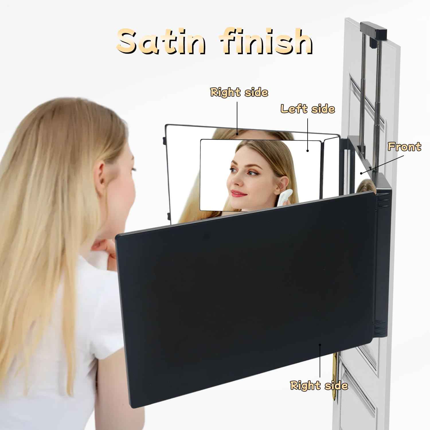 360 Self Hair Cutting Mirror – Premium HD Glass, Matte Anti-Fingerprint Finish, Anti-Fog, Adjustable & Portable Barber Mirror for Home & Travel
