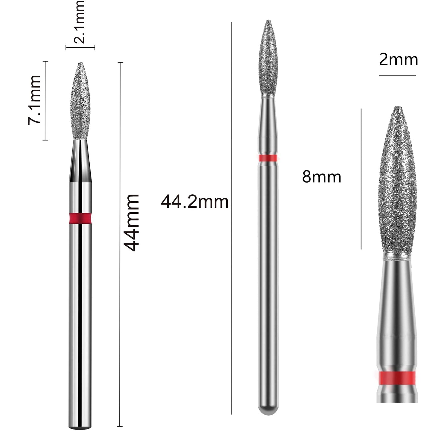 Acycoin2A 2pcs Cone Diamond E-File Nail Drill, Cuticle Cleaning Bit Electric Nail Art Grinding Burr for Nail Salon Manicure