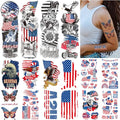 Tazimi 4th of July Temporary Tattoos - 16 Patriotic Sleeves