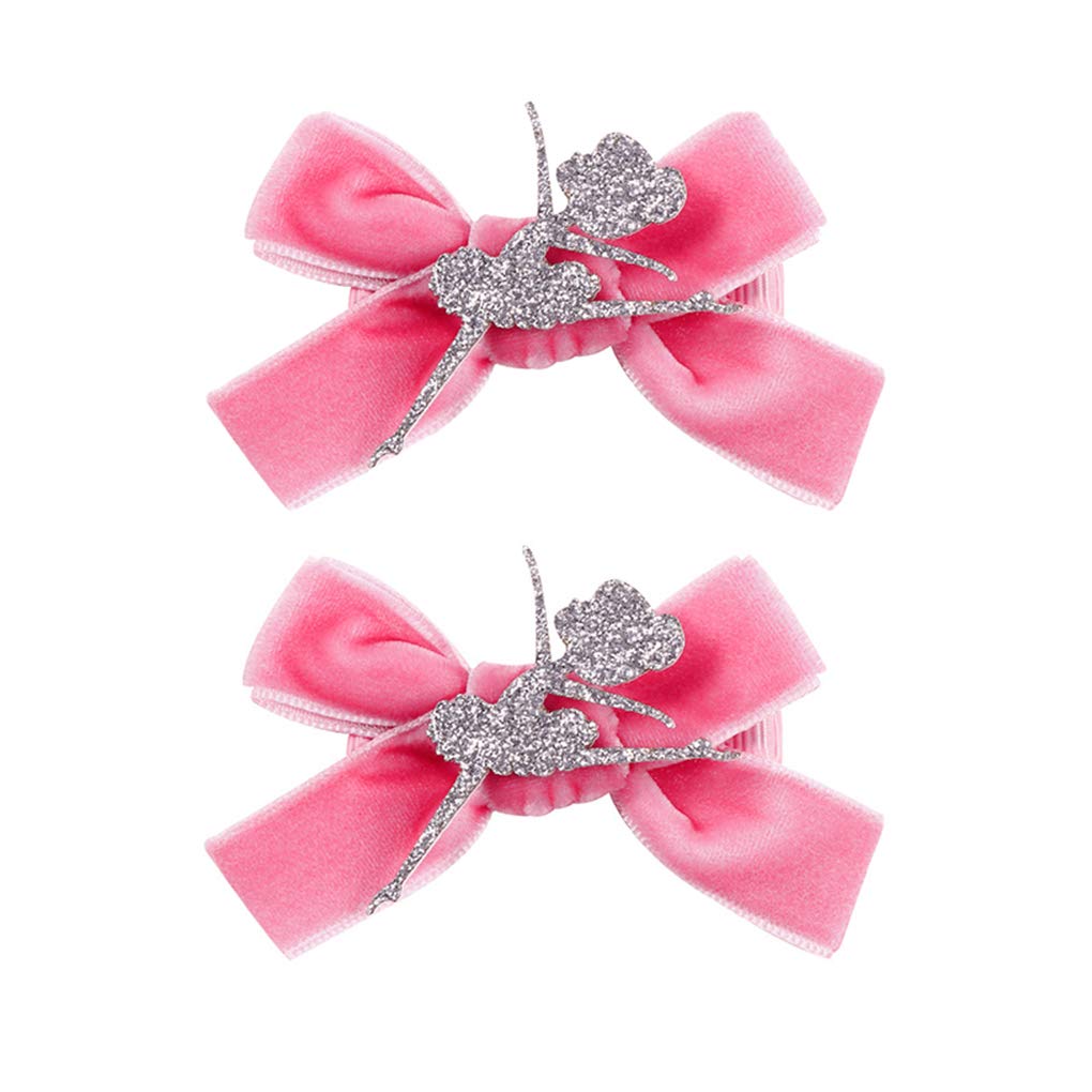 BBTDIN JBC37 Ballet Dance Hair Clip Set-Pink Red Bow (1.57*2.76 Inch) for 1-4 Year Old Infant Babies Toddle Baby Little Girls