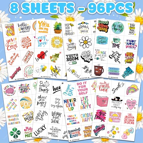 96 PCS Motivational Temporary Tattoos for Kids