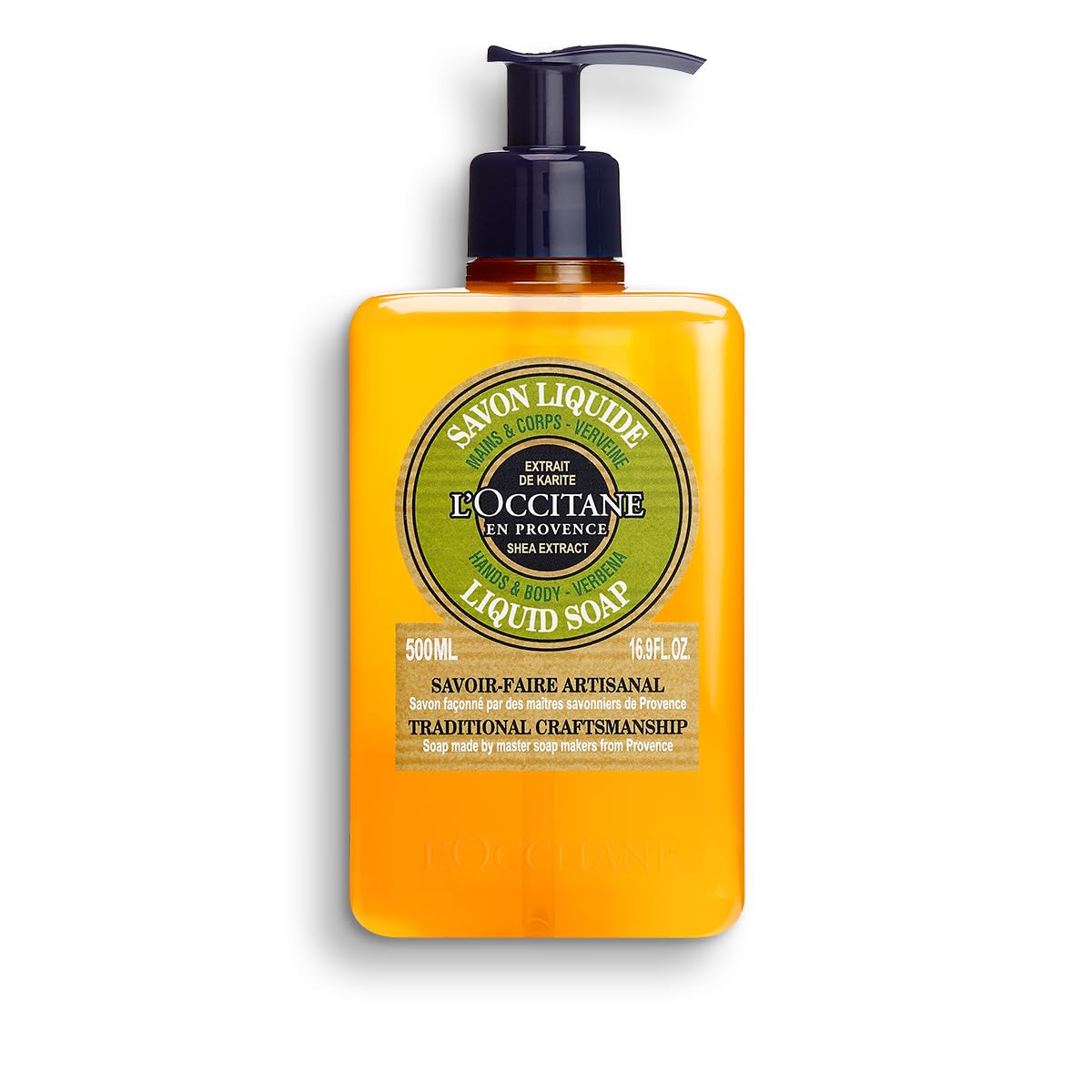 Shea Hands & Body Verbena Liquid Soap 16.9 Oz: Cleanse, Refreshing Lemony Scent, Infused With Shea Extract to Soften, Artisinal Soap