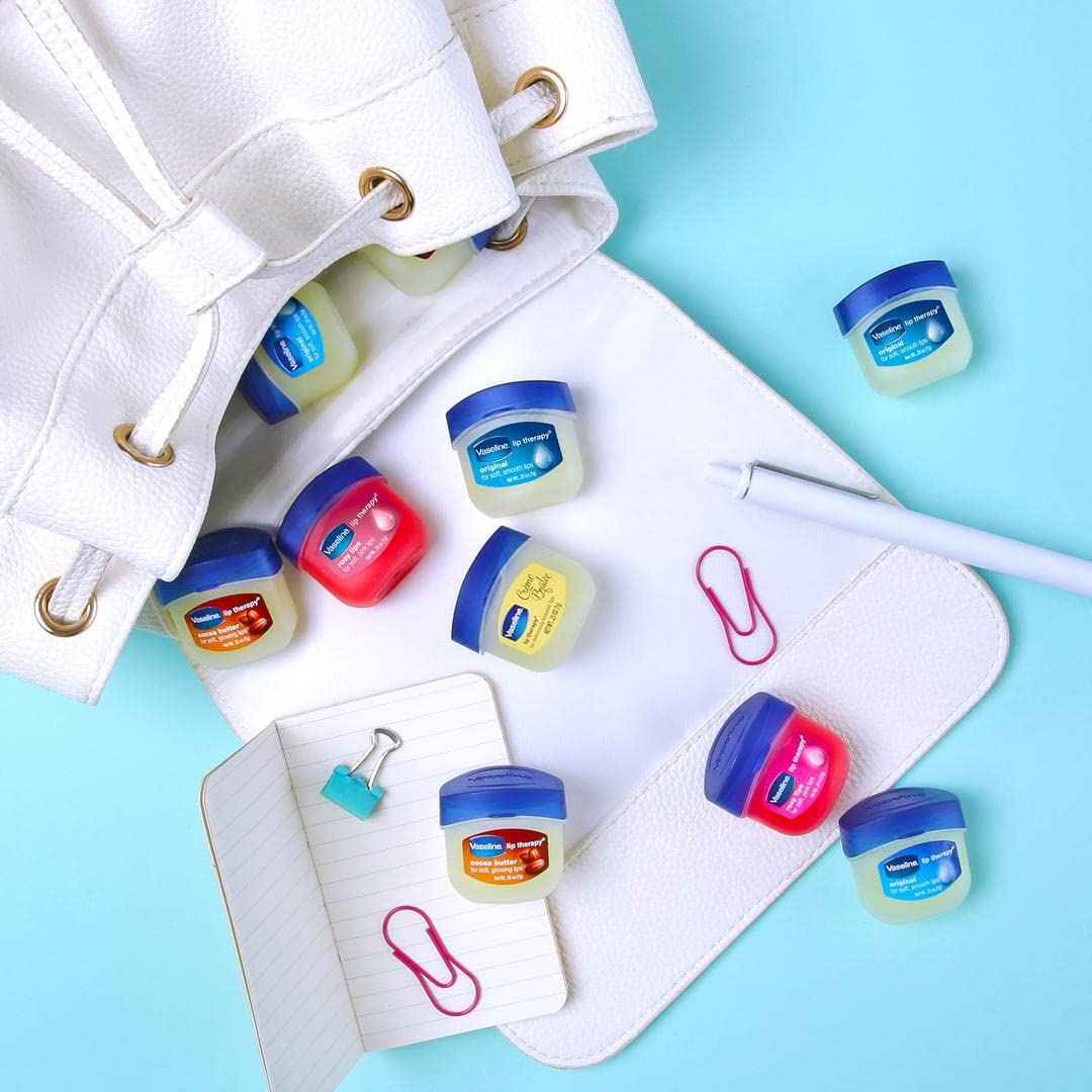 Vaseline Lip Therapy Variety 8-Pack – Original, Crème Brûlée, Rosy Lips, Cocoa Butter Mini Lip Balms for Soft, Glowing, and Deliciously Kissable Lips, 0.25 Oz Ea