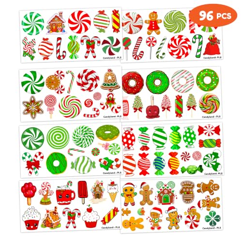 96 Candy Temporary Tattoos for Kids - Waterproof Stickers