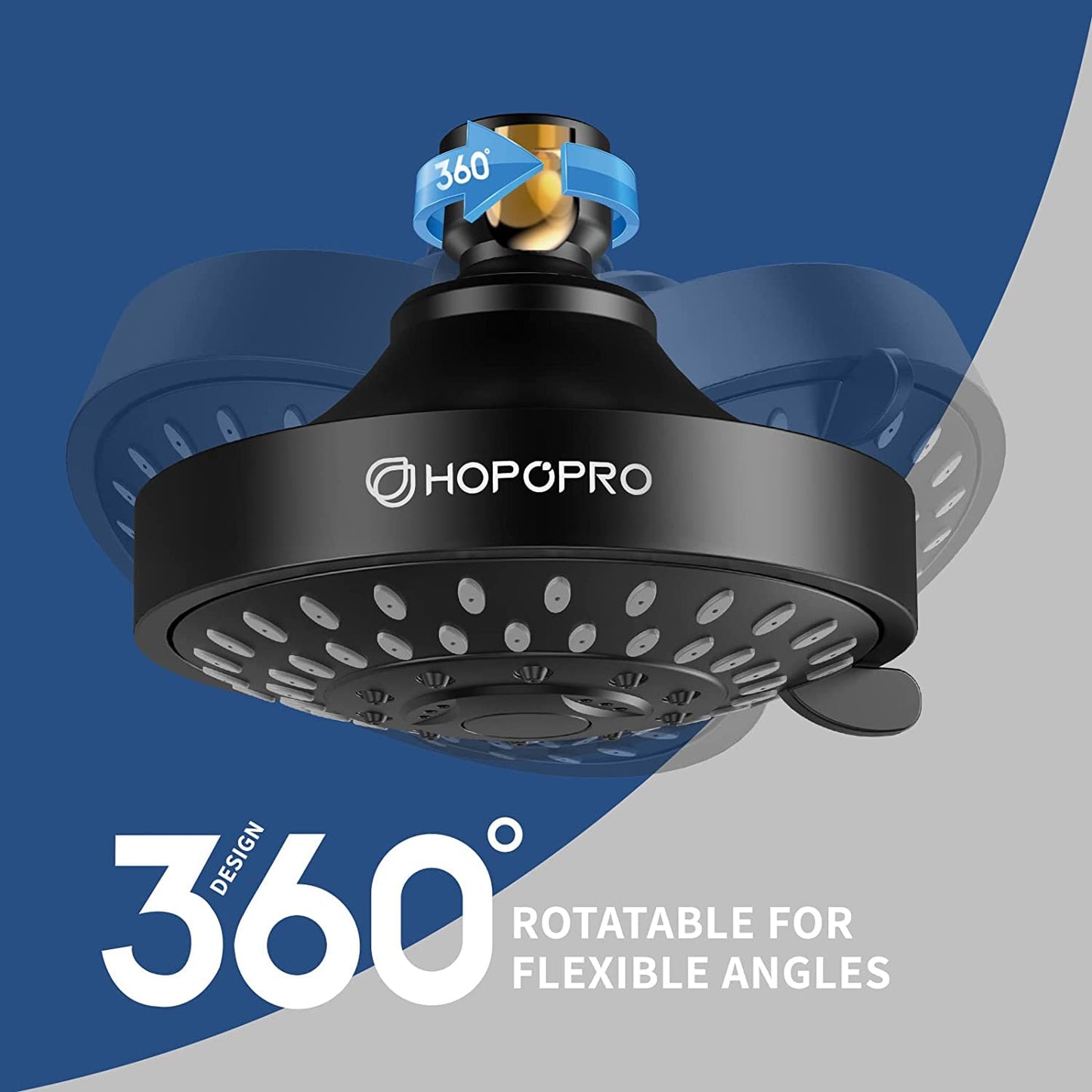 HOPOPRO 5-Mode High Pressure Shower Head - Consumer Reports, The Washington Post, NBC News, TODAY TV Show Recommended - High Flow Fixed Showerheads Bathroom Rain Showerhead (4 Inch Matte Black)