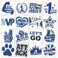 160 Pcs Glitter Team Spirit Temporary Tattoos - Blue