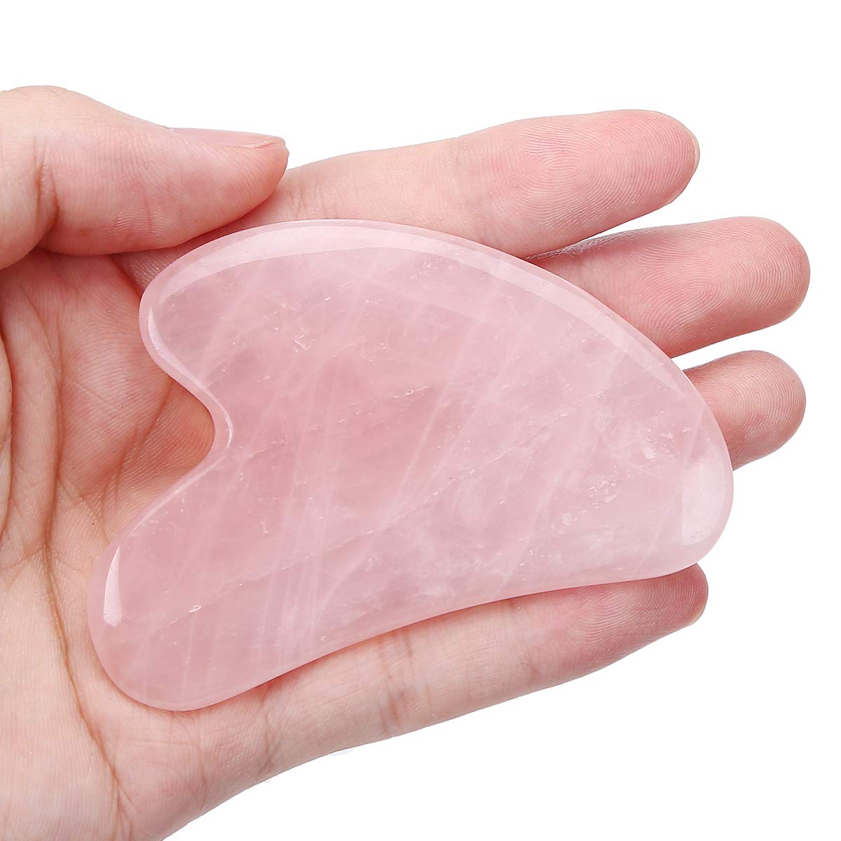 Loveliome Gua Sha Crystal Jade Stone Board for Skincare, Scraping Face Back Massage Relax Therapy Trigger Point Treatment (Rose Quartz)