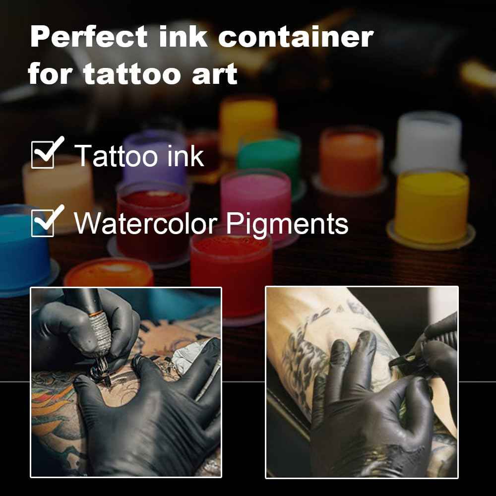 1000Pcs Tattoo Ink Caps with Base - Gakonp 11mm Tattoo Ink Cups Disposable Ink Caps Plastic Pigment Cups for Tattoo Supplies