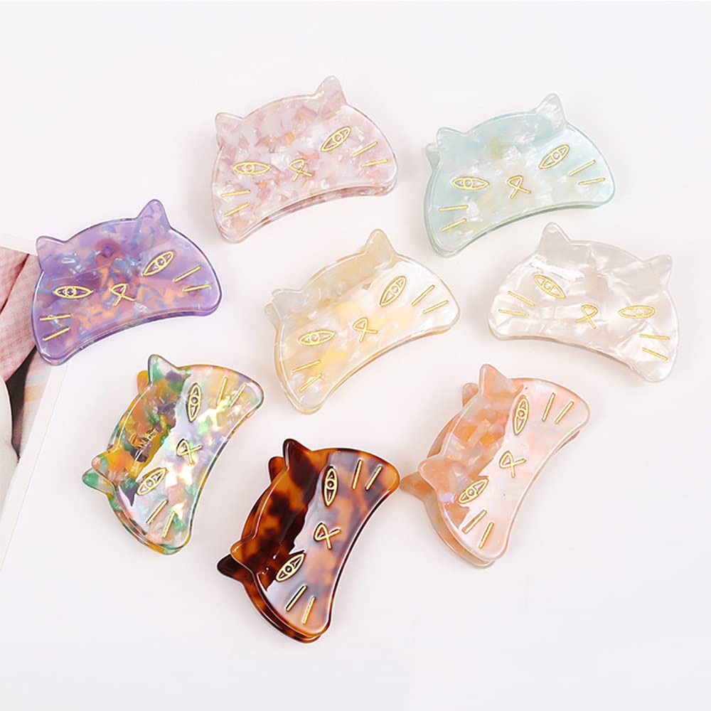 Cute Cat Head Hair Clips,Cellulose Acetate Hair Clips,Small Claw Clips for Girl,Hair Accessories,S13