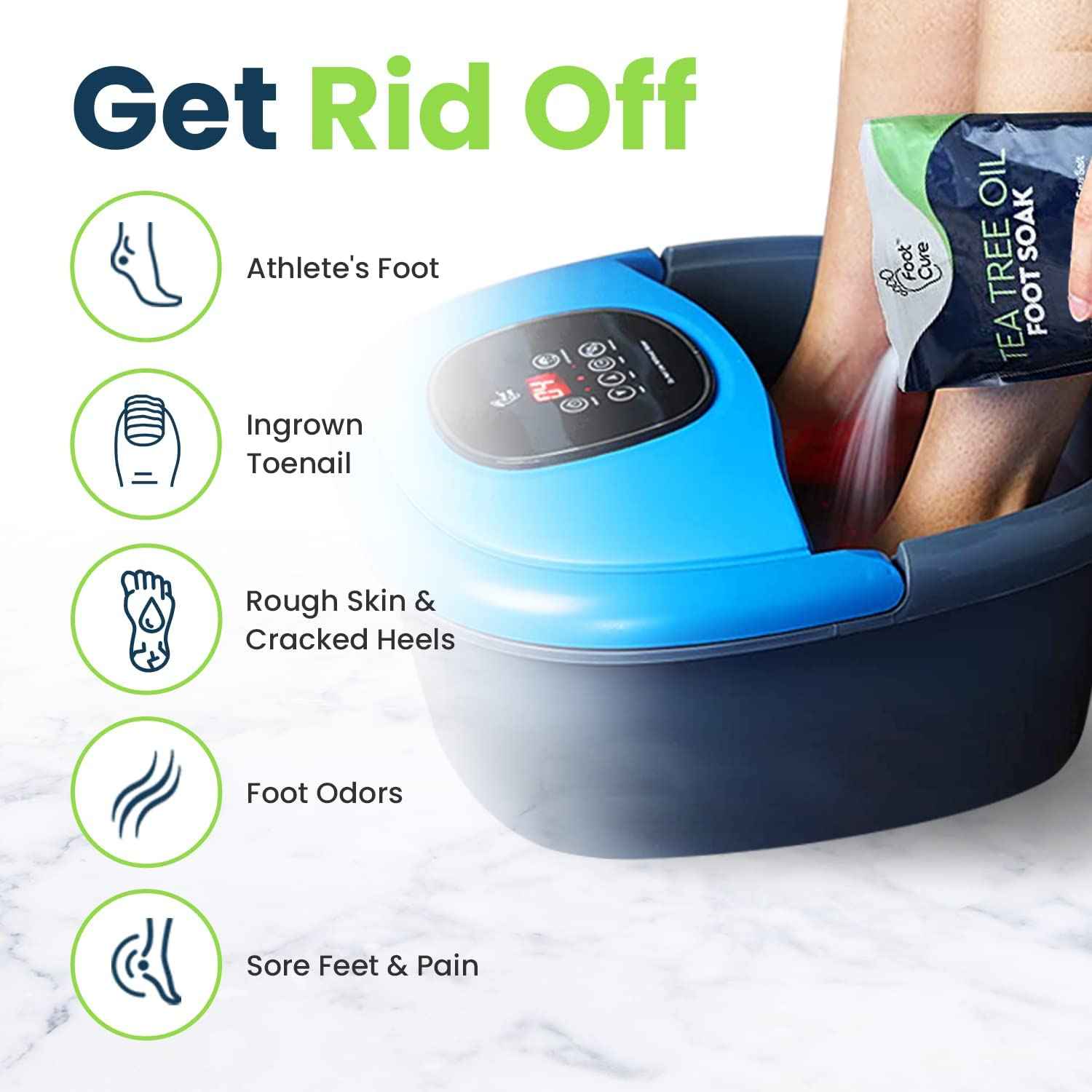 Tea Tree Oil Foot Soak with Epsom Salt - Best Toenail Fungus Treatment, Athletes Foot & Softens Calluses For Dry Cracked Feet - Instantly Hydrates & Soothes Irritated Skin & Athletes Foot