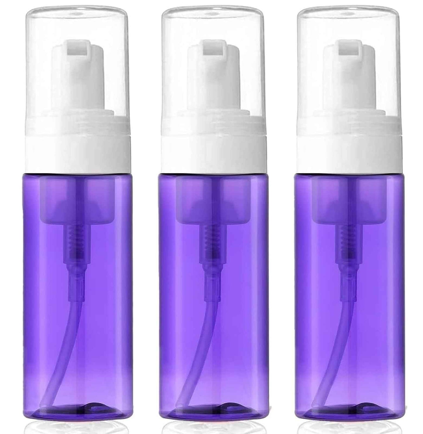 3-Pack Travel-Sized Foaming Pump Bottles - Empty Foaming Liquid Soap Dispensers - for Refillable Travel Hand Soap Shampoo Foaming Castile Cosmetics - BPA Free (100ml/3.3oz) (Purple)