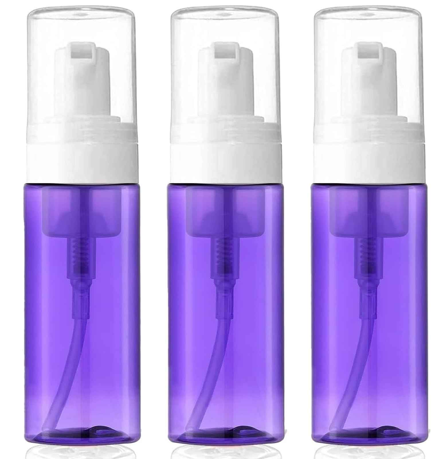 3-Pack Travel-Sized Foaming Pump Bottles - Empty Foaming Liquid Soap Dispensers - for Refillable Travel Hand Soap Shampoo Foaming Castile Cosmetics - BPA Free (100ml/3.3oz) (Purple)
