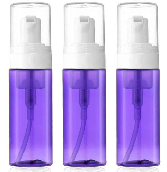 3-Pack Travel-Sized Foaming Pump Bottles - Empty Foaming Liquid Soap Dispensers - for Refillable Travel Hand Soap Shampoo Foaming Castile Cosmetics - BPA Free (100ml/3.3oz) (Purple)
