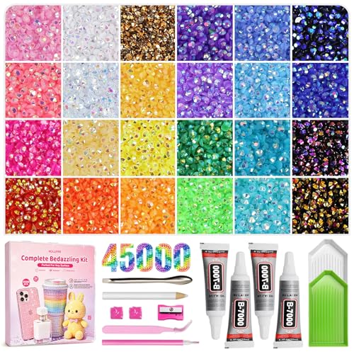 45000PCS Rhinestones Bedazzling Kit for Crafts & DIY Projects - All-in-One Jewelry & Decor Supply