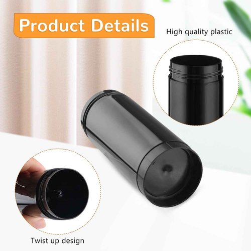 8 Pcs 60ml/2oz Plastic Deodorant Containers Empty Filling Stick Tube Deodorant Bottles for DIY Cosmetic Lotion Bar Sunscreen Lip Balm Crayon - Black