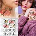 Supperb Watercolor Chrysanthemum & Bee Temporary Tattoos Sheet