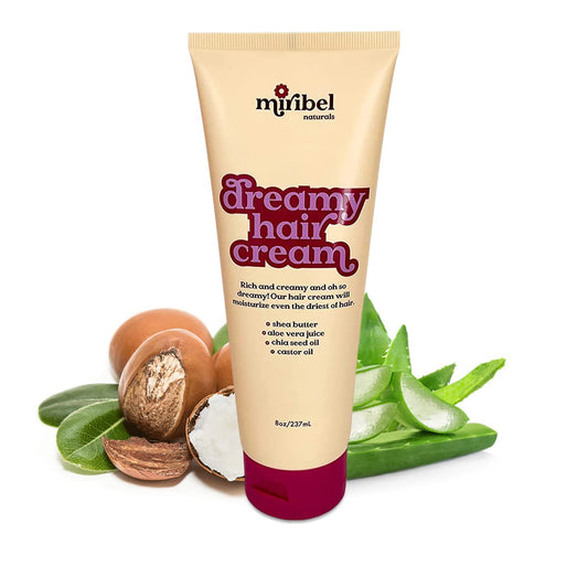 Miribel Naturals Dreamy Hair Cream | Moisturizing Hair Cream for Brittle, Frizzy and Dry Hair | Use as Rinse-Out or Leave-In | Light Scent | Vegan and Cruelty-Free