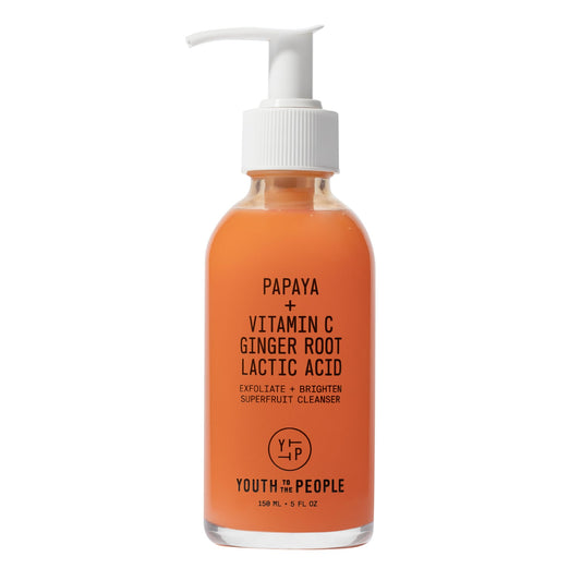 Youth To The People Superfruit Facial Cleanser Full Size - Papaya + Vitamin C Exfoliating Face Wash, Cellular Skin Renewal with AHA + BHA, Evens Skin Tone & Texture for Soft + Radiant Skin - 5 fl oz