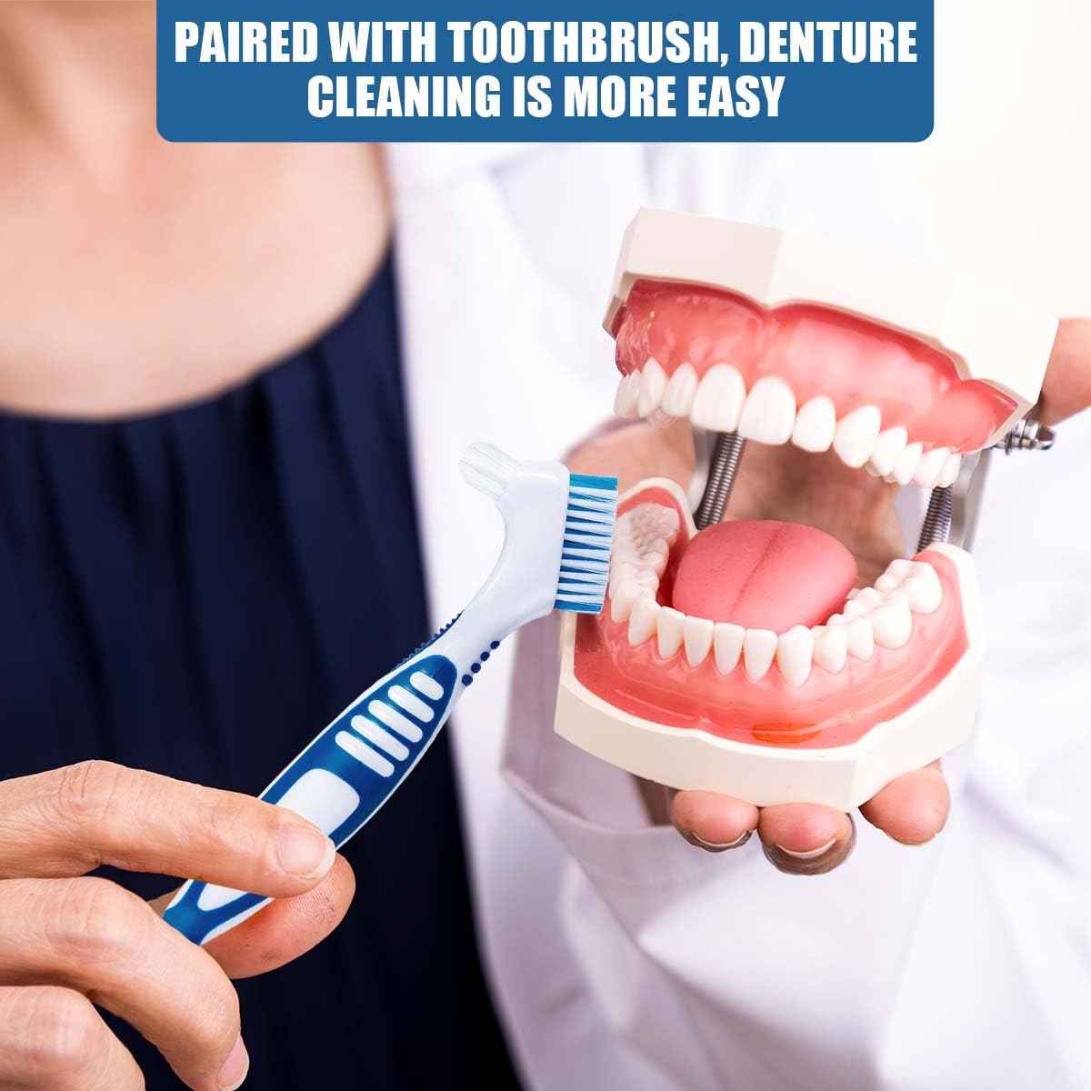 KISEER 2 Pack Denture Bath Case Cup Box Holder Storage Container with Denture Cleaner Brush Strainer Basket for Travel Cleaning (Pink and Purple)