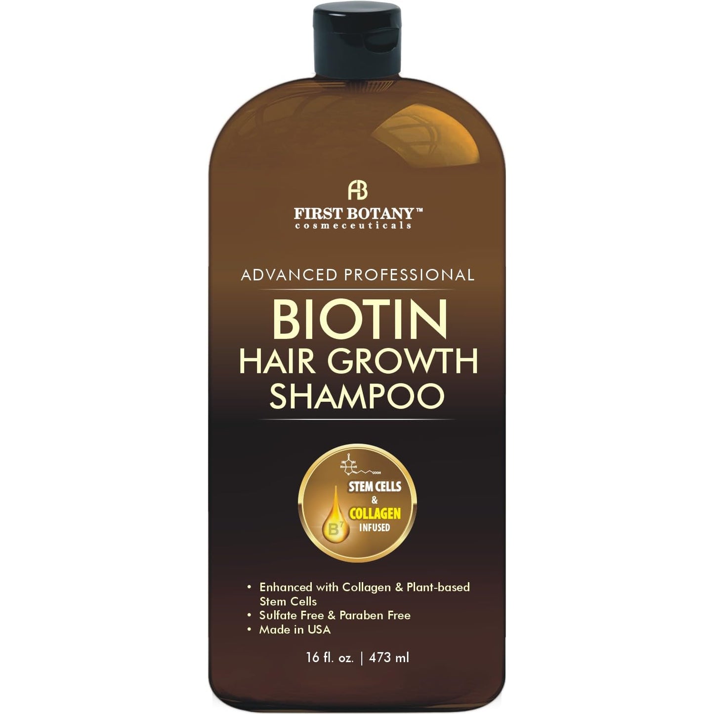 Hair Regrowth and Anti Hair Loss Shampoo 16 fl oz, with DHT blockers, Collagen & Stem Cells- Daily Hydrating, Detoxifying, Volumizing Shampoo For Men and Women