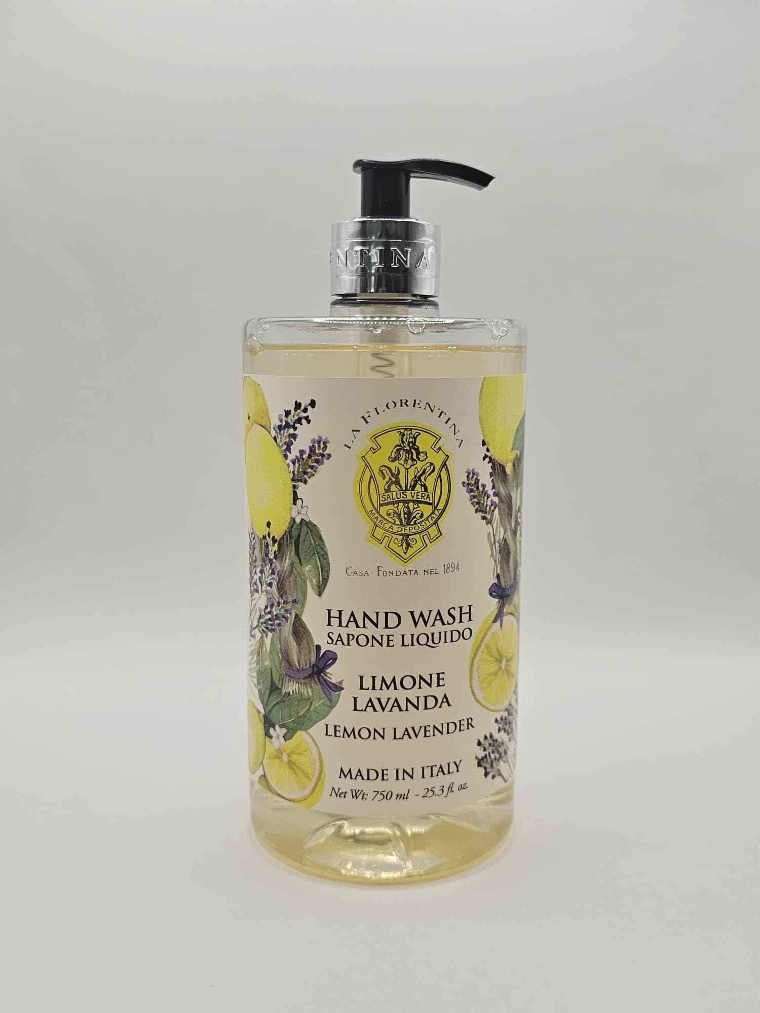 LA FLORENTINA Lemon Lavender Hand Wash, 25.3 Fl Oz, Made in Italy
