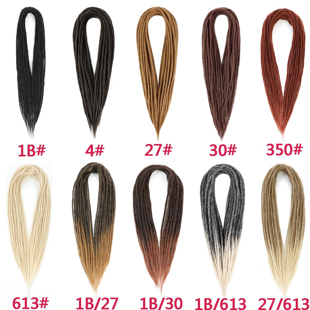 BUFENGSUN Straight Dreads Synthetic Double Ended Dreadlock Extensions 20inches 10 Strands Thin Soft DE Dreadlocks Extensions for Women (10 Strands, 1B/27)