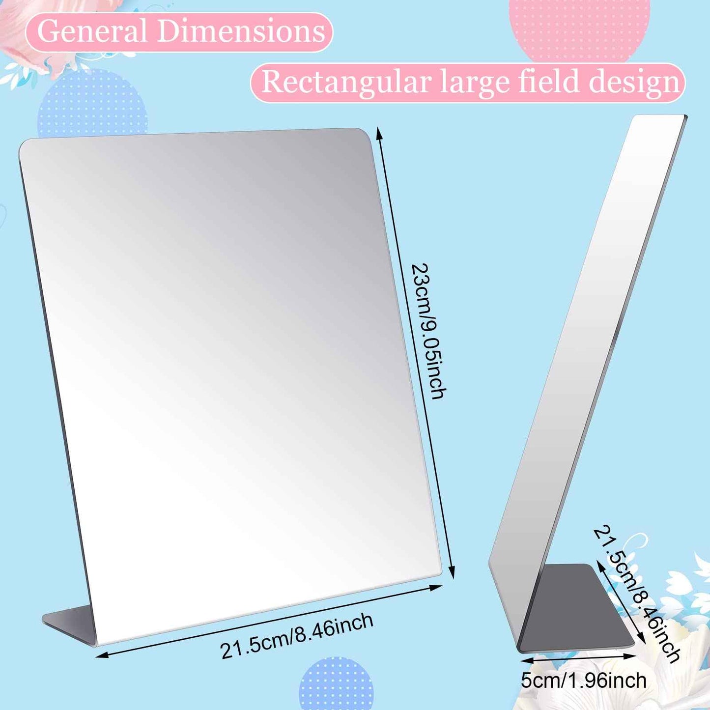 Amyhill 4 Pcs Counter Top Mirror Freestanding Mirror Single Sided Acrylic Desk Glass for Tabletop Bedroom, Office, Bathroom, Dorm, Home (8.5 x 11 Inch)