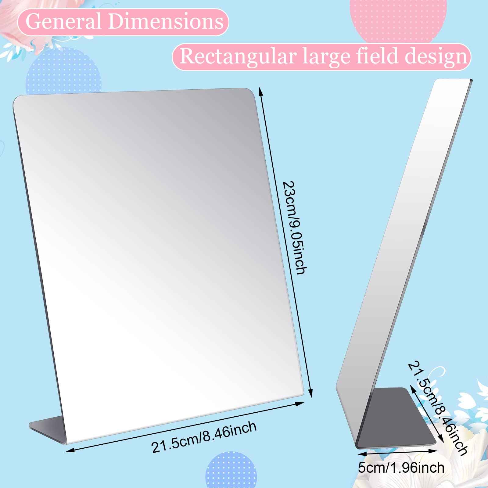 Amyhill 4 Pcs Counter Top Mirror Freestanding Mirror Single Sided Acrylic Desk Glass for Tabletop Bedroom, Office, Bathroom, Dorm, Home (8.5 x 11 Inch)