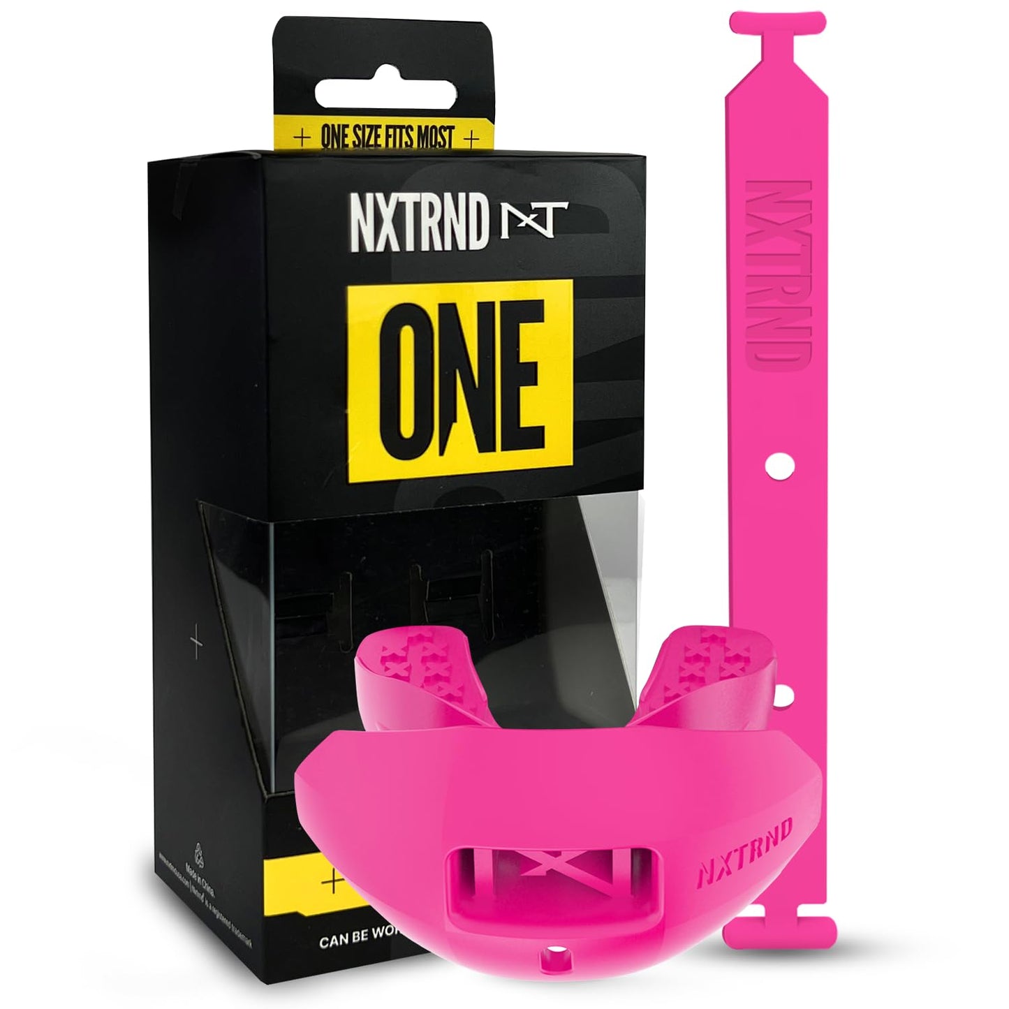 Nxtrnd One Football Mouth Guard, Strap Included, Fits Adult & Youth (Pink)