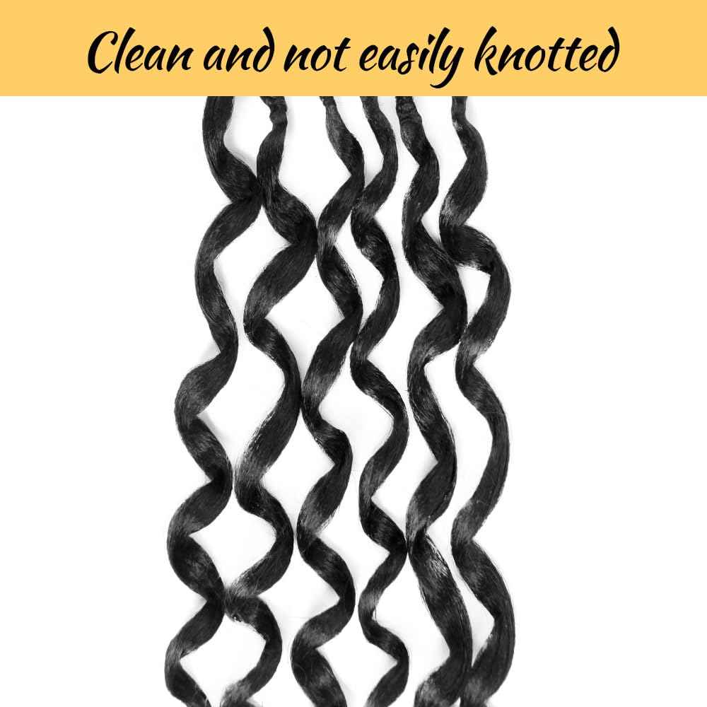 SECPOCPONY Long Boho Curl Box Braids Crochet Hair 30 Inch 8 Packs Pre looped French Curl Braiding Hair for Black Women Crochet Goddess Box Braid with Curly Ends (1B, Natural Black)