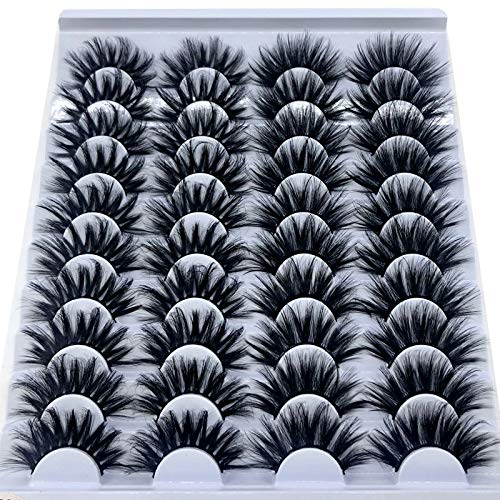 20 Pairs 25mm 3D Mink Lashes Bulk - Wispy Natural False Eyelashes