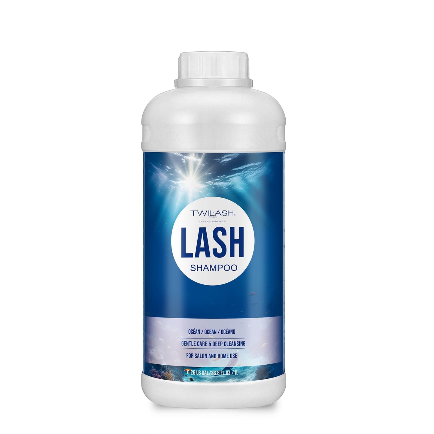 Lash Shampoo Bulk, Eyelash Cleanser for Extensions 1 Liters, Safe Makeup Remover, Non-irritating or Burning Formula Eyelid Foaming Cleanser for Professional Salon and Home Use (Ocean-1L)