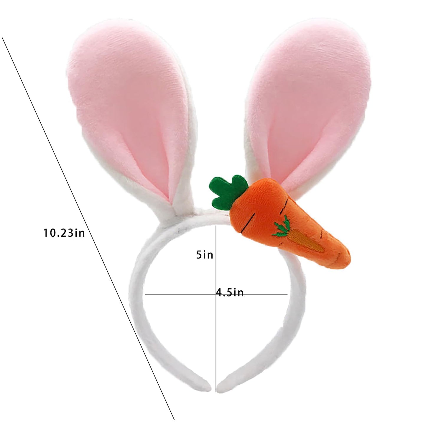 Totelux Bunny Headband with Carrot Rabbit Ears Hair Band Easter Hair Accessories for Women Girls Toddler Easter Party Supplies White