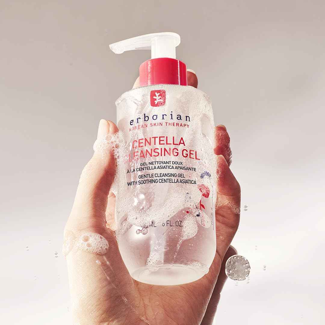 Erborian Centella Cleansing Gel Soothing Face Wash, Calms, Clears Pores, Removes Impurities, Balances & Hydrates Skin, Non‑Stripping, Korean Skincare