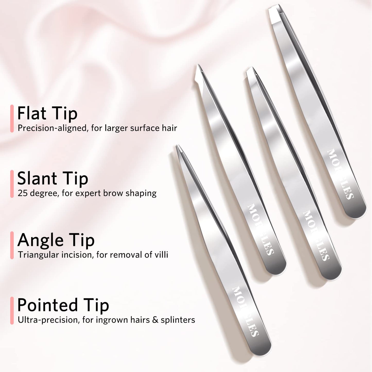 Tweezers and Nail Clipper Set with Case for Men Women, MORGLES 9PCS Professional Stainless Steel Tweezers No Gaps