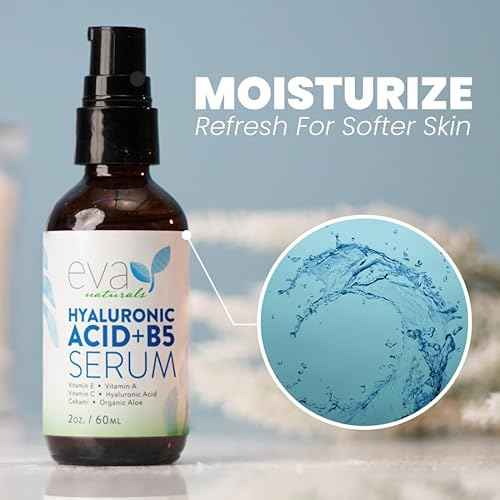 Eva Naturals Hyaluronic Acid + B5 Serum for Face ? Ultra Hydrating Vitamin C & B5 Facial Serum for Deep Moisturizing, Wrinkle & Dark Spot Treatment, Skin Firming & Renewal