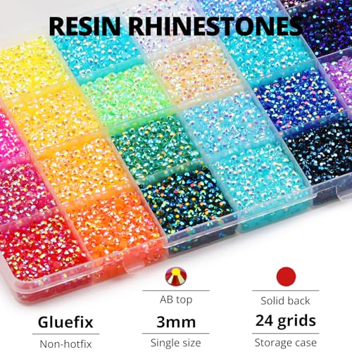 3mm Rainbow Rhinestones 33000Pcs Bedazzle Kit with Glue